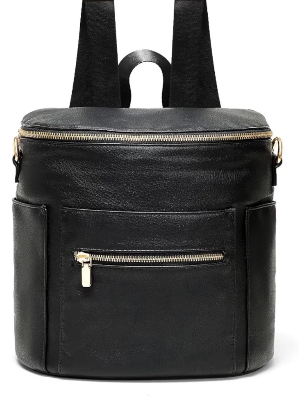 Black Leather Baby Bag Backpack - Unbranded